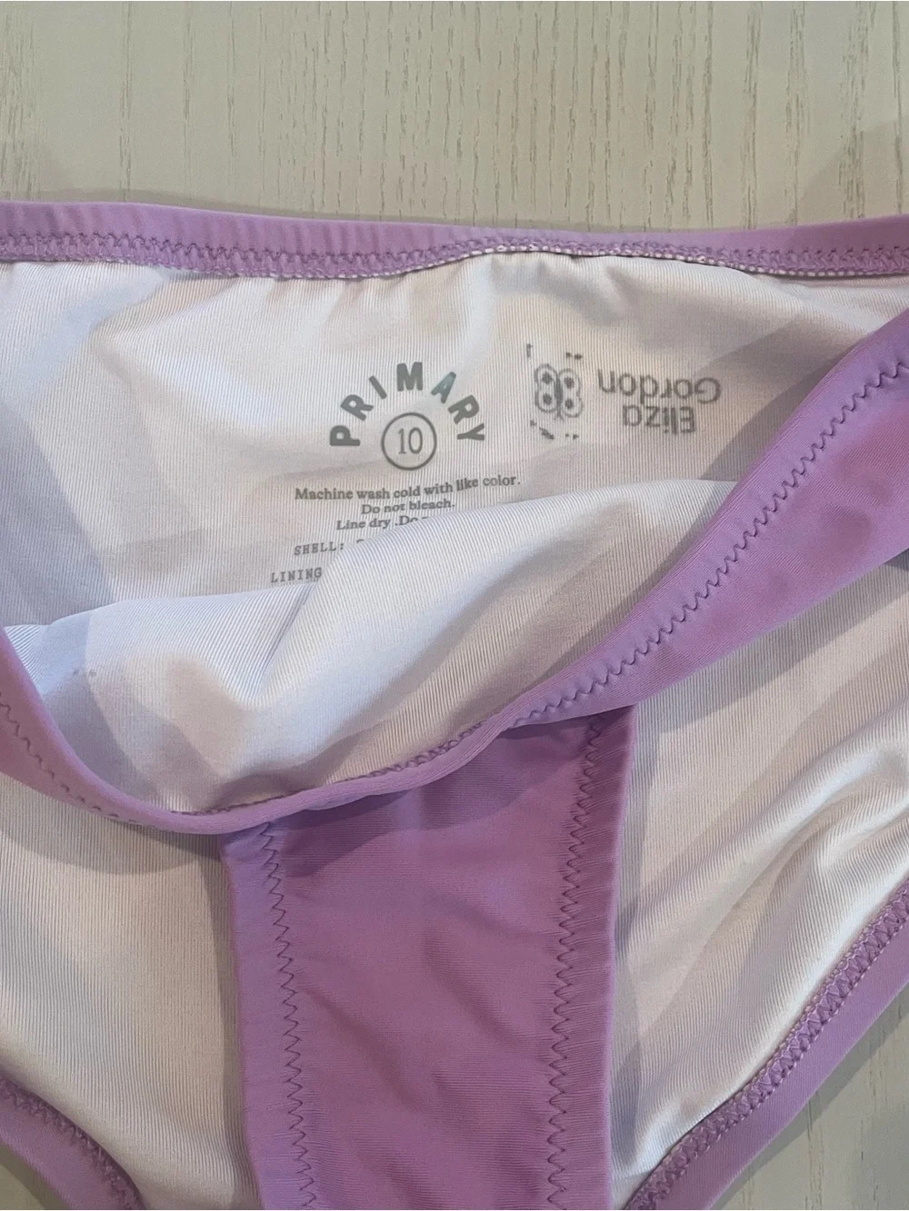 Primary Kids Long Sleeve Rashguard Swim Bikini Bottom Set (Purple Waves) Size 10
